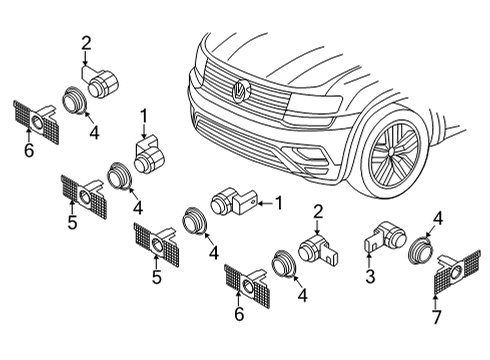 2022 Volkswagen Atlas Electrical Components - Front Bumper Diagram 3