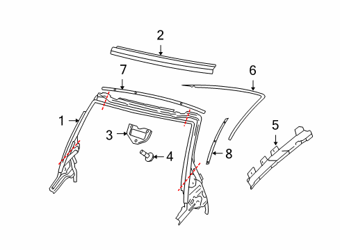 2006 Volkswagen Beetle Windshield Header & Components Diagram
