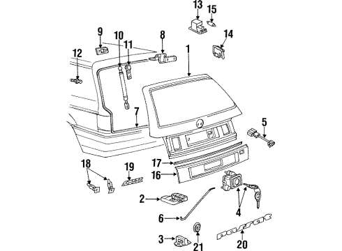 1991 Volkswagen Passat Exterior Trim - Lift Gate Diagram