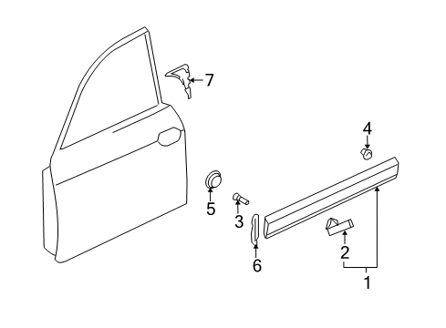 2008 Volkswagen Touareg Exterior Trim - Front Door Diagram
