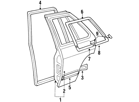 1987 Volkswagen Golf Door & Components Diagram