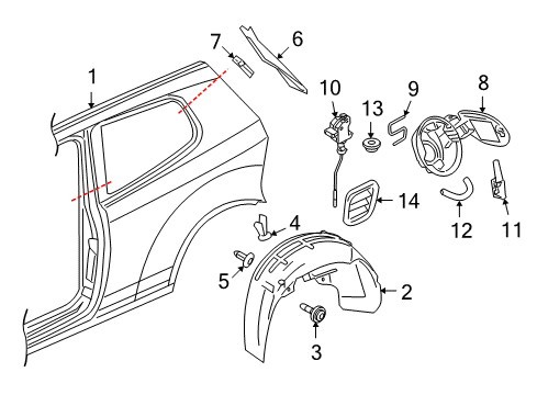 2013 Volkswagen Golf R Quarter Panel & Components Diagram
