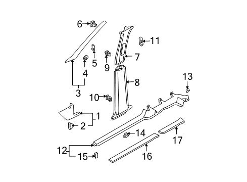 2005 Volkswagen Jetta Interior Trim - Pillars Diagram