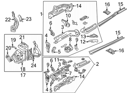 2025 Volkswagen Atlas Cross Sport Structural Components & Rails Diagram