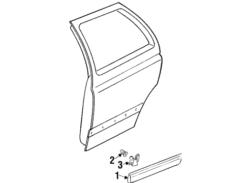 1993 Volkswagen Jetta Exterior Trim - Rear Door Diagram