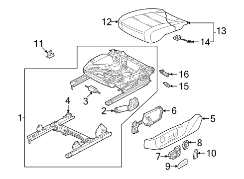 2025 Volkswagen Golf R Front Seat Components Diagram