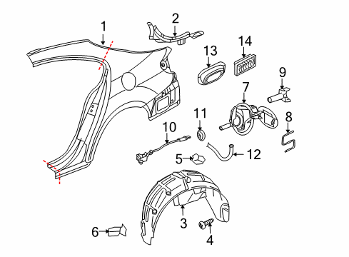 2014 Volkswagen CC Quarter Panel & Components Diagram