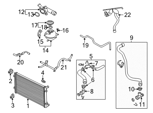 2005 Volkswagen Jetta Radiator & Components Diagram