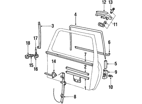 1986 Volkswagen Golf Glass - Door Diagram