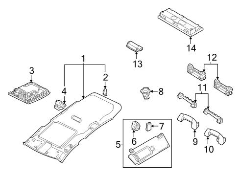 2024 Volkswagen Golf R Interior Trim - Roof Diagram