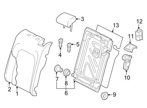 2025 Volkswagen GTI Rear Seat Components Diagram
