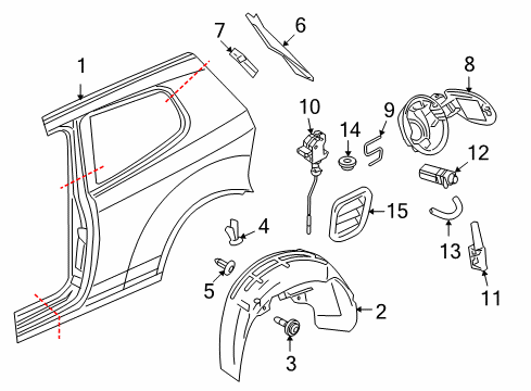 2011 Volkswagen GTI Quarter Panel & Components Diagram