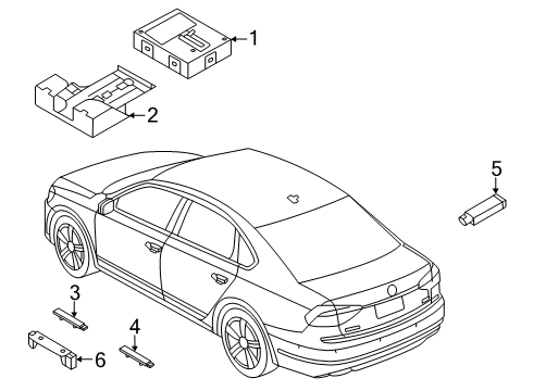 2022 Volkswagen Passat Keyless Entry Components Diagram