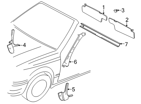 2002 Volkswagen Cabrio Interior Trim - Roof Diagram