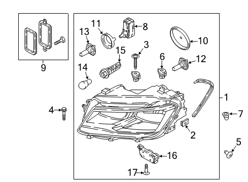 2021 Volkswagen Tiguan Headlamp Components Diagram