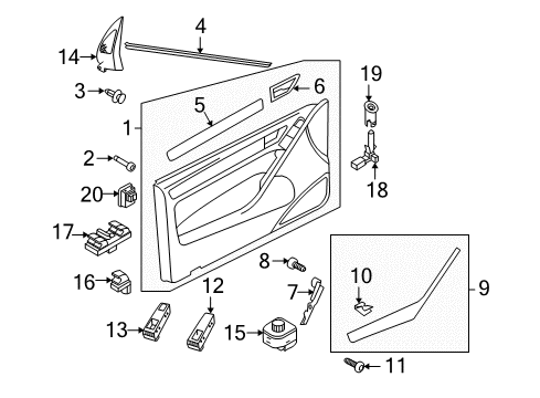 2013 Volkswagen Golf R Interior Trim - Front Door Diagram
