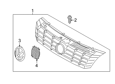 2012 Volkswagen Passat Grille & Components Diagram