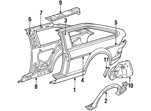 1985 Volkswagen Scirocco Quarter Panel & Components Diagram