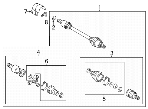 2020 Volkswagen Passat Drive Axles - Front Diagram