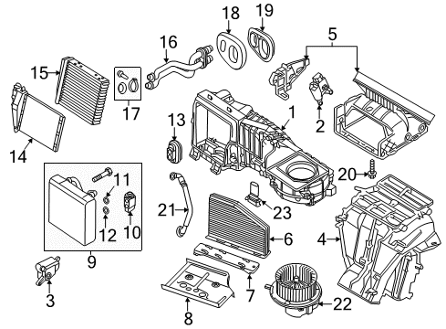 2014 Volkswagen Beetle A/C Evaporator & Heater Components Diagram