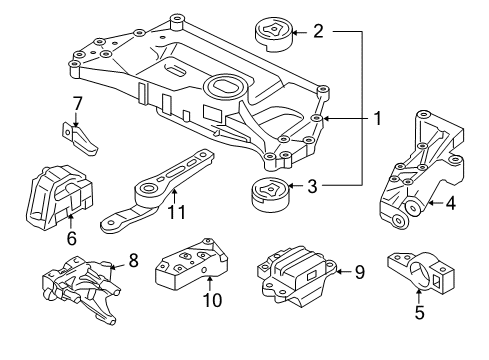 2008 Volkswagen GTI Engine & Trans Mounting Diagram