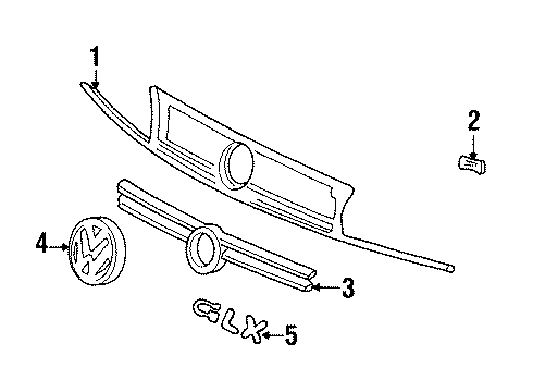1998 Volkswagen Jetta Grille & Components Diagram
