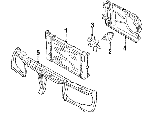 1987 Volkswagen Quantum Radiator & Components Diagram
