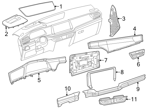 2025 Volkswagen Atlas Cross Sport Instrument Panel Components Diagram