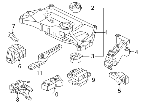 2009 Volkswagen Jetta Engine & Trans Mounting Diagram