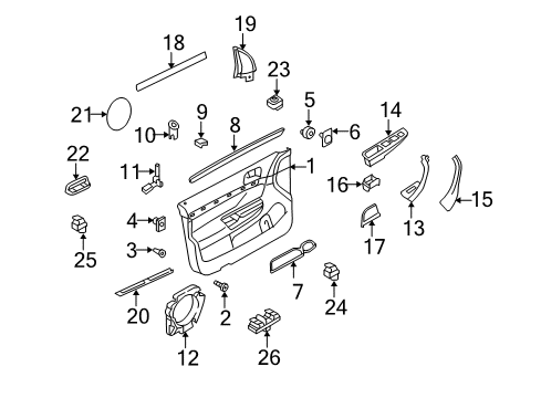 2007 Volkswagen GTI Interior Trim - Front Door Diagram