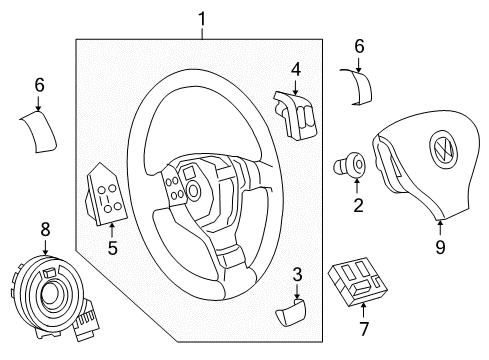 2005 Volkswagen Jetta Steering Wheel & Trim Diagram