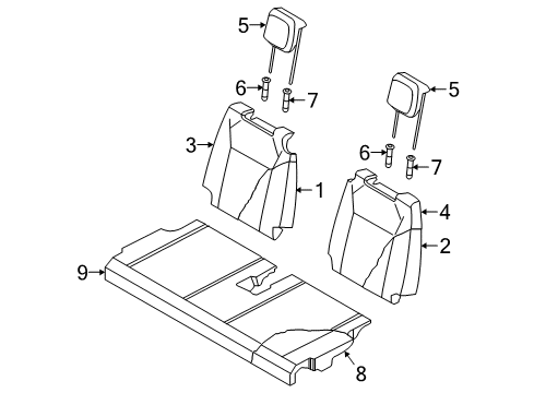2021 Volkswagen Tiguan Rear Seat Components Diagram 5
