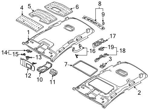2013 Volkswagen Golf Interior Trim - Roof Diagram