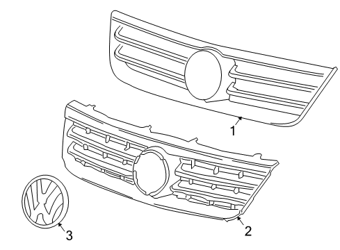 2004 Volkswagen Touareg Grille & Components Diagram
