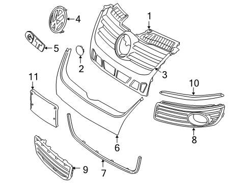 2006 Volkswagen Jetta Grille & Components Diagram
