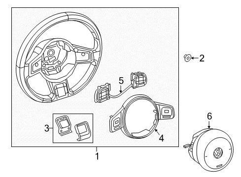 2019 Volkswagen Beetle Steering Wheel & Trim Diagram