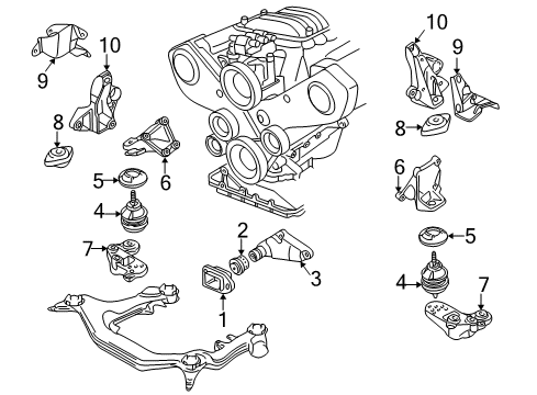 2001 Volkswagen Passat Engine & Trans Mounting Diagram 6