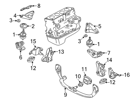 2004 Volkswagen Passat Engine & Trans Mounting Diagram 3