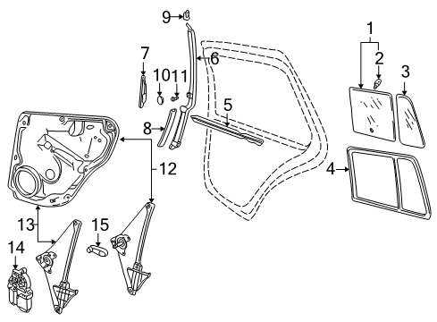 2001 Volkswagen Jetta Glass - Door Diagram