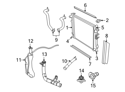 2009 Volkswagen Routan Radiator & Components Diagram