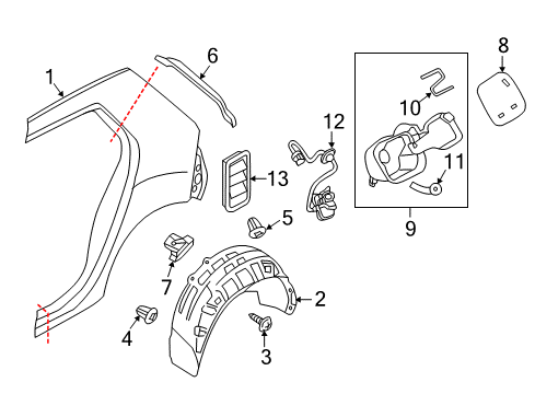 2015 Volkswagen e-Golf Quarter Panel & Components