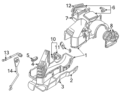 2001 Volkswagen EuroVan A/C Evaporator Components Diagram