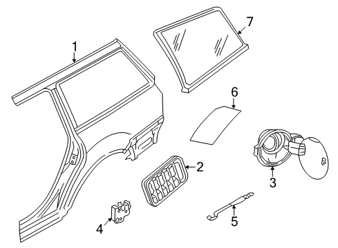 2001 Volkswagen Passat Quarter Panel & Components Diagram 3