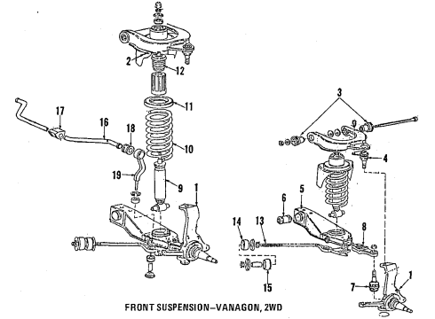 1989 Volkswagen Vanagon Front Suspension Components Diagram