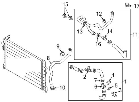 2015 Volkswagen e-Golf Water Hose Diagram for 5QE-122-058-H