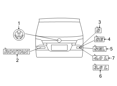 2011 Volkswagen Routan Exterior Trim - Lift Gate Diagram