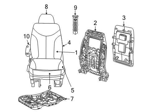 2009 Volkswagen Routan Front Seat Components Diagram