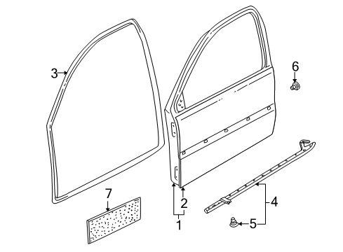 2001 Volkswagen Golf Door & Components Diagram 3