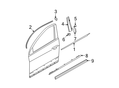 2010 Volkswagen Passat Exterior Trim - Front Door Diagram