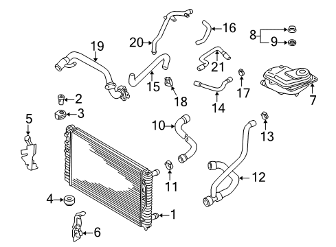2005 Volkswagen Passat Radiator & Components Diagram